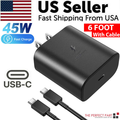 45W USB-C Super Fast Wall Charger + 6FT Cable for Samsung Galaxy S25 S24 S23 S22