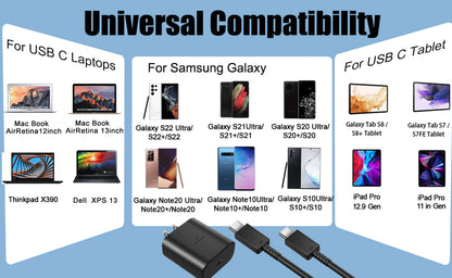 45W USB-C Super Fast Wall Charger + 6FT Cable for Samsung Galaxy S25 S24 S23 S22