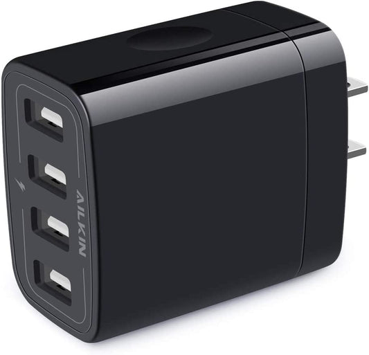 Wall Charger, USB Charger Adapter,  4.8A 4Multi Port Fast Charging Station Power Base Block Plug Cube Brick for Iphone 17 16 15 14 SE 13 12 11Pro Max/X/Plus, Samsung A16/A17/S25/S24 Kindle Plug