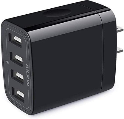 Wall Charger, USB Charger Adapter,  4.8A 4Multi Port Fast Charging Station Power Base Block Plug Cube Brick for Iphone 17 16 15 14 SE 13 12 11Pro Max/X/Plus, Samsung A16/A17/S25/S24 Kindle Plug