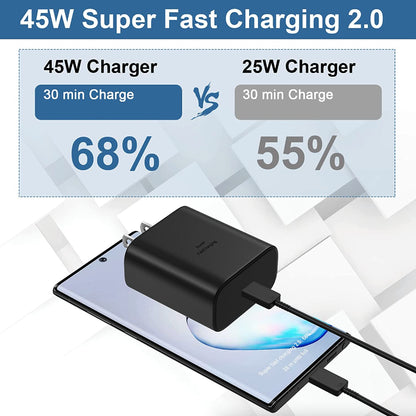 45W USB-C Super Fast Wall Charger + 6FT Cable for Samsung Galaxy S25 S24 S23 S22