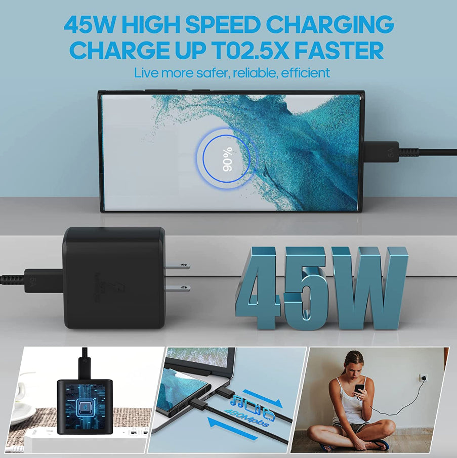 45W USB-C Super Fast Wall Charger + 6FT Cable for Samsung Galaxy S25 S24 S23 S22